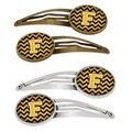 Carolines Treasures Letter F Chevron Black and Gold Barrettes Hair Clips, Set of 4, 4PK CJ1053-FHCS4